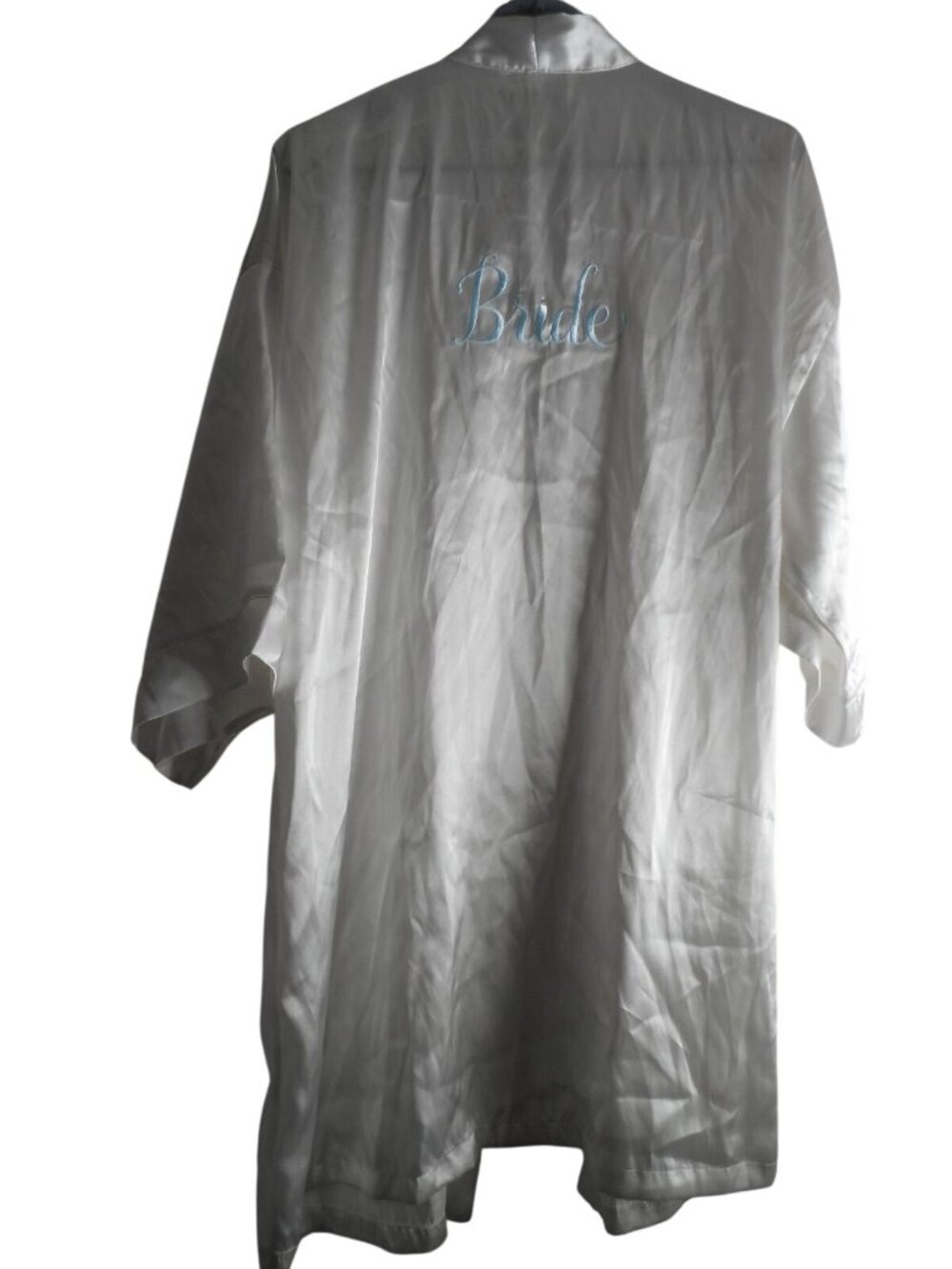 White Satiny Bride Robe Lingerie Sz M/L tie close - Picture 3 of 5